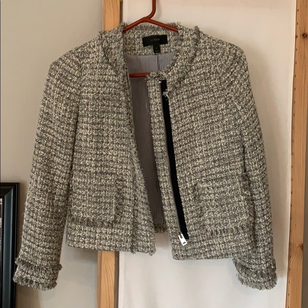 J Crew tweed zip up jacket